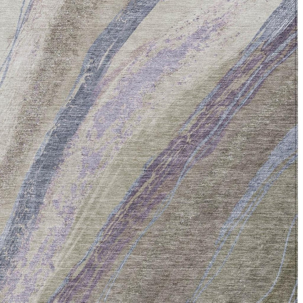 HomeRoots 8' X 10' Washable Abstract Area Rug in Brown Taupe & Purple - Durable for Indoor & Outdoor Spaces 629922