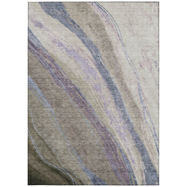 HomeRoots 10' Durable Brown Taupe & Purple Abstract Washable Area Rug for Indoor/Outdoor Spaces, Modern Style 629924