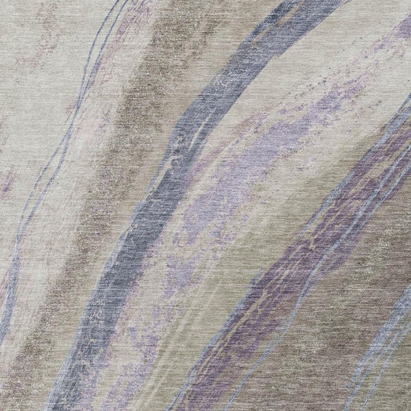 HomeRoots 10' Durable Brown Taupe & Purple Abstract Washable Area Rug for Indoor/Outdoor Spaces, Modern Style 629924