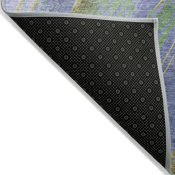 HomeRoots 8' Vibrant Purple, Green & Gold Round Abstract Washable Area Rug for Indoor & Outdoor Spaces 629927
