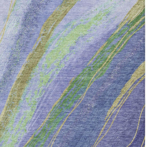 HomeRoots 9' Abstract Purple, Green & Gold Washable Area Rug - Indoor/Outdoor, Durable, Contemporary Design 629929