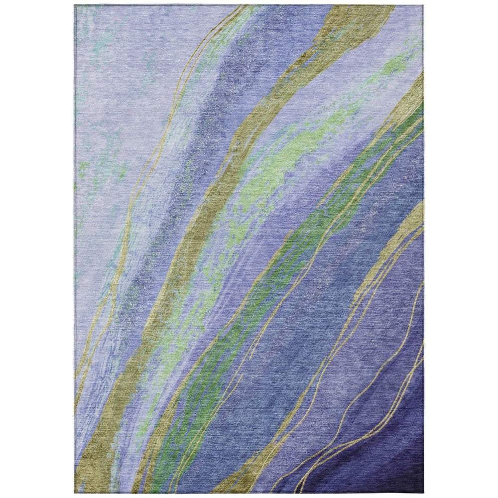HomeRoots 10' Vibrant Purple, Green & Gold Abstract Washable Area Rug – Stylish Indoor/Outdoor Durability! 629930