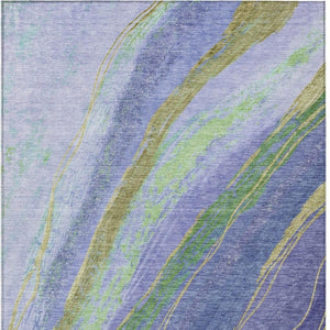 HomeRoots 10' Vibrant Purple, Green & Gold Abstract Washable Area Rug – Stylish Indoor/Outdoor Durability! 629930