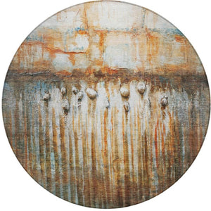 HomeRoots 8' Round Abstract Area Rug in Rust, Gray & Blue - Washable, Durable, Perfect for Indoor & Outdoor Use! 629933