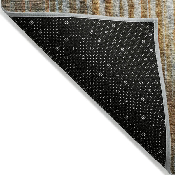 HomeRoots 8' Round Abstract Area Rug in Rust, Gray & Blue - Washable, Durable, Perfect for Indoor & Outdoor Use! 629933