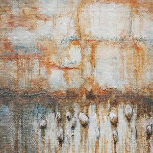 HomeRoots 8' X 10' Durable Rust Gray & Blue Abstract Area Rug - Washable, Stain-Resistant for Indoors & Outdoors 629934