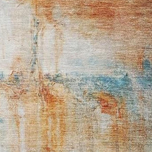 HomeRoots 10' Abstract Washable Indoor Outdoor Area Rug in Rust, Gray & Blue - Durable, Stylish & Versatile! 629936