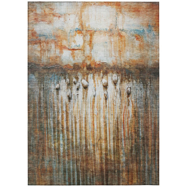 HomeRoots 10' Abstract Washable Indoor Outdoor Area Rug in Rust, Gray & Blue - Durable, Stylish & Versatile! 629936