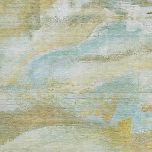 HomeRoots 8' X 10' Washable Abstract Area Rug in Beige, Sky Blue, and Ivory for Indoor & Outdoor Spaces 629940