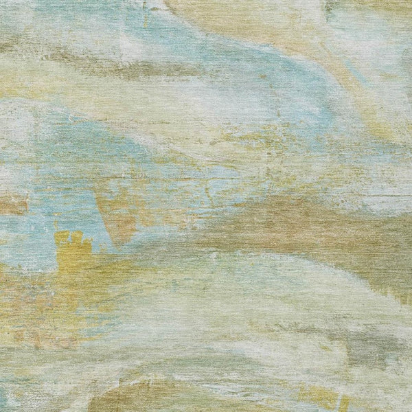 HomeRoots 9' Modern Abstract Area Rug in Beige, Sky Blue & Ivory – Washable, Durable for Indoor/Outdoor Use 629941