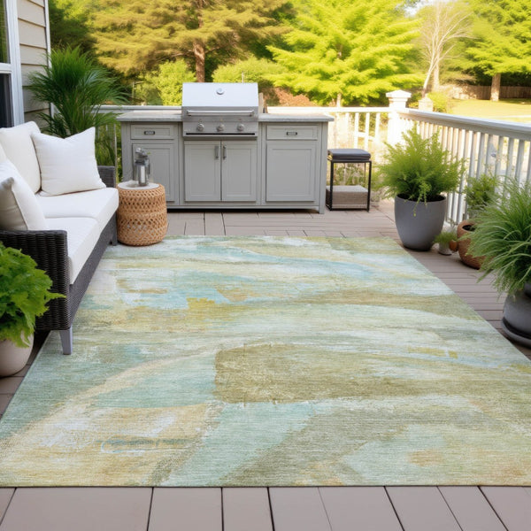 HomeRoots 9' Modern Abstract Area Rug in Beige, Sky Blue & Ivory – Washable, Durable for Indoor/Outdoor Use 629941