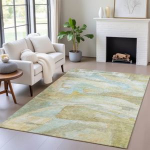 HomeRoots 9' Modern Abstract Area Rug in Beige, Sky Blue & Ivory – Washable, Durable for Indoor/Outdoor Use 629941