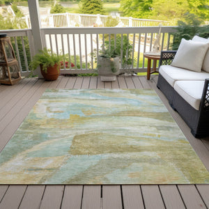 HomeRoots 9' Modern Abstract Area Rug in Beige, Sky Blue & Ivory – Washable, Durable for Indoor/Outdoor Use 629941