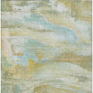 HomeRoots 10' Washable Abstract Indoor Outdoor Area Rug in Beige, Sky Blue & Ivory - Stain-Resistant, Versatile! 629942