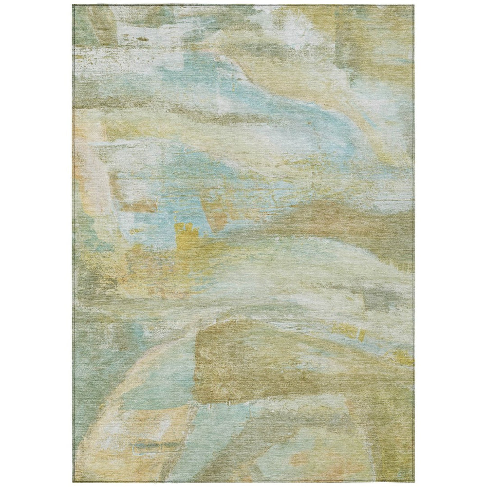 HomeRoots 10' Washable Abstract Indoor Outdoor Area Rug in Beige, Sky Blue & Ivory - Stain-Resistant, Versatile! 629942
