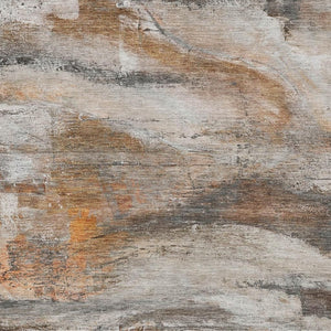HomeRoots 5' Stylish Abstract Washable Area Rug in Brown, Gray, and Copper for Indoor and Outdoor Spaces 629944