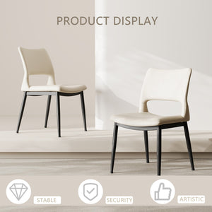 English Elm Modern Pu Leather Dining Chair Set with Ergonomic Backrest and Powder Coated Metal Frame White Pu W1727P426736