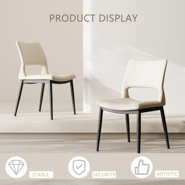 English Elm Modern Pu Leather Dining Chair Set with Ergonomic Backrest and Powder Coated Metal Frame White Pu W1727P426736