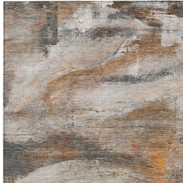 HomeRoots 8' X 10' Washable Indoor Outdoor Area Rug in Brown, Gray & Copper – Stylish, Durable, and Versatile! 629946
