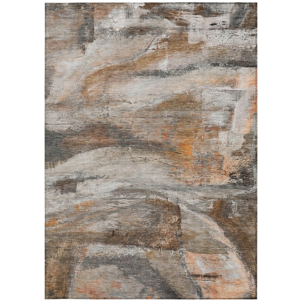 HomeRoots 8' X 10' Washable Indoor Outdoor Area Rug in Brown, Gray & Copper – Stylish, Durable, and Versatile! 629946