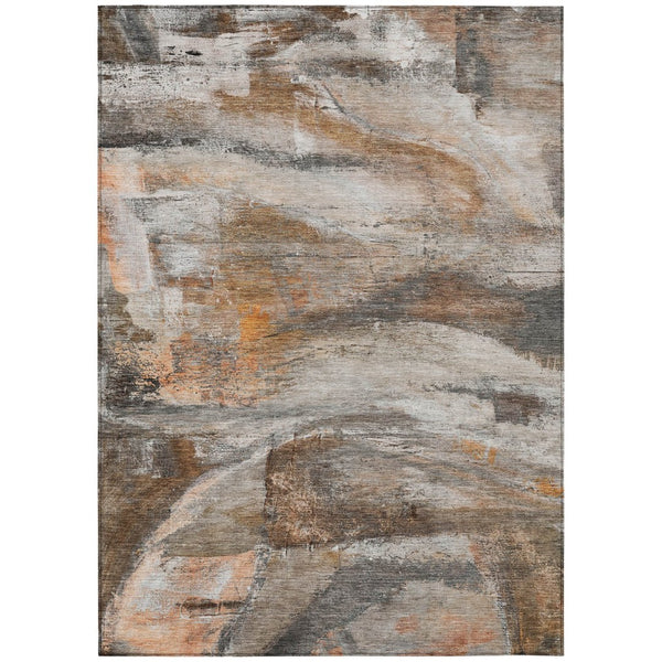 HomeRoots 10' Abstract Washable Area Rug in Brown, Gray & Copper - Indoor/Outdoor Durable Design for All Spaces 629948