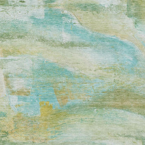 HomeRoots 5' Abstract Washable Indoor Outdoor Area Rug in Green, Teal, Blue & Copper – Stylish & Durable! 629950
