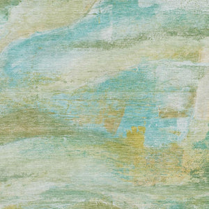 HomeRoots 9' Abstract Washable Area Rug in Green, Teal, Blue & Copper - Durable Indoor/Outdoor Style! 629953