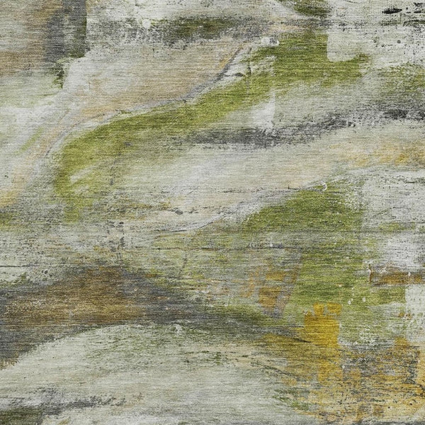 HomeRoots 5' X 8' Olive Green Abstract Indoor Outdoor Rug - Stylish, Washable, Durable for High-Traffic Spaces 629956