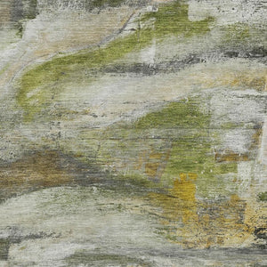 HomeRoots 8' X 10' Abstract Washable Area Rug in Olive Green, Gray & Ivory - Durable for Indoors & Outdoors 629958