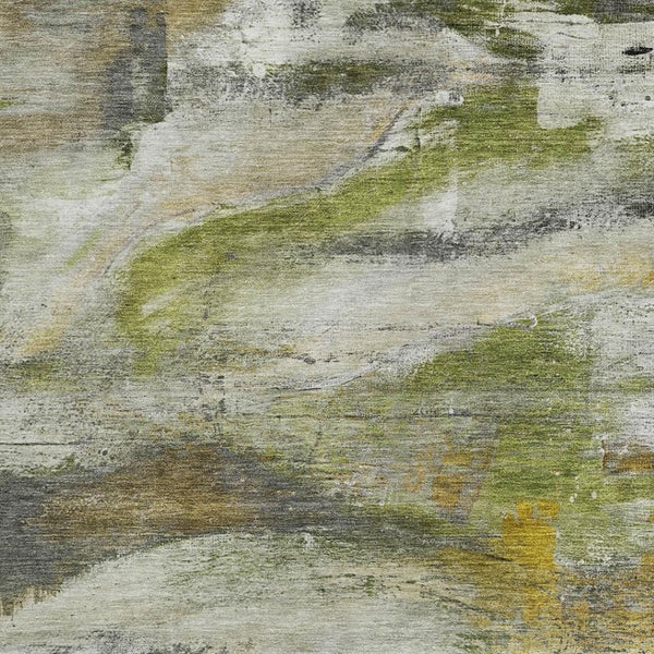 HomeRoots 10' Contemporary Olive Green Gray Ivory Abstract Area Rug - Washable, Durable, Indoor/Outdoor Use 629960