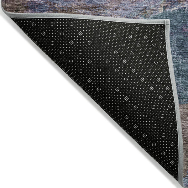 HomeRoots 8' Vibrant Brown, Purple & Teal Blue Round Abstract Area Rug - Indoor & Outdoor, Washable & Durable! 629969