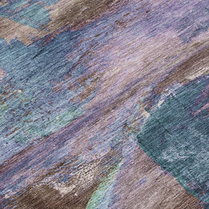 HomeRoots 9' Bold Abstract Brown, Purple & Teal Washable Area Rug for Indoor/Outdoor Use - Durable & Stylish! 629971