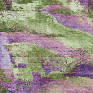 HomeRoots 5' X 8' Vibrant Purple Plum & Green Abstract Area Rug - Washable, Durable for Indoor/Outdoor Use! 629974
