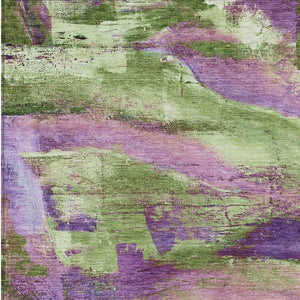 HomeRoots 5' X 8' Vibrant Purple Plum & Green Abstract Area Rug - Washable, Durable for Indoor/Outdoor Use! 629974