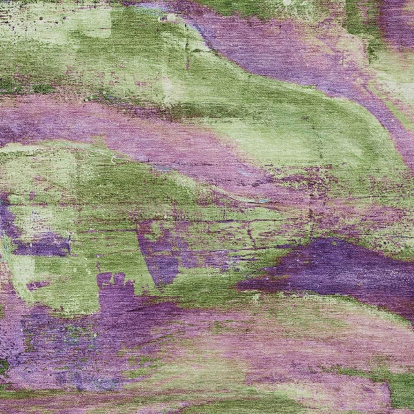HomeRoots 8' X 10' Purple Plum and Green Abstract Rug – Durable, Washable, Stylish for Indoor & Outdoor Spaces 629976