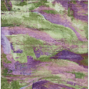HomeRoots 8' X 10' Purple Plum and Green Abstract Rug – Durable, Washable, Stylish for Indoor & Outdoor Spaces 629976