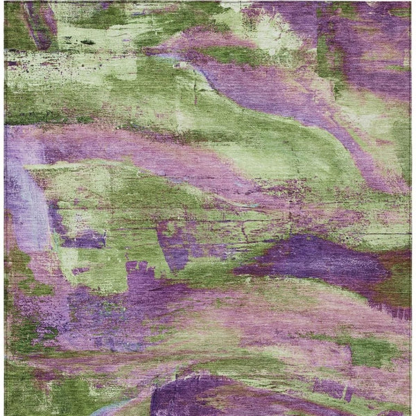 HomeRoots 8' X 10' Purple Plum and Green Abstract Rug – Durable, Washable, Stylish for Indoor & Outdoor Spaces 629976