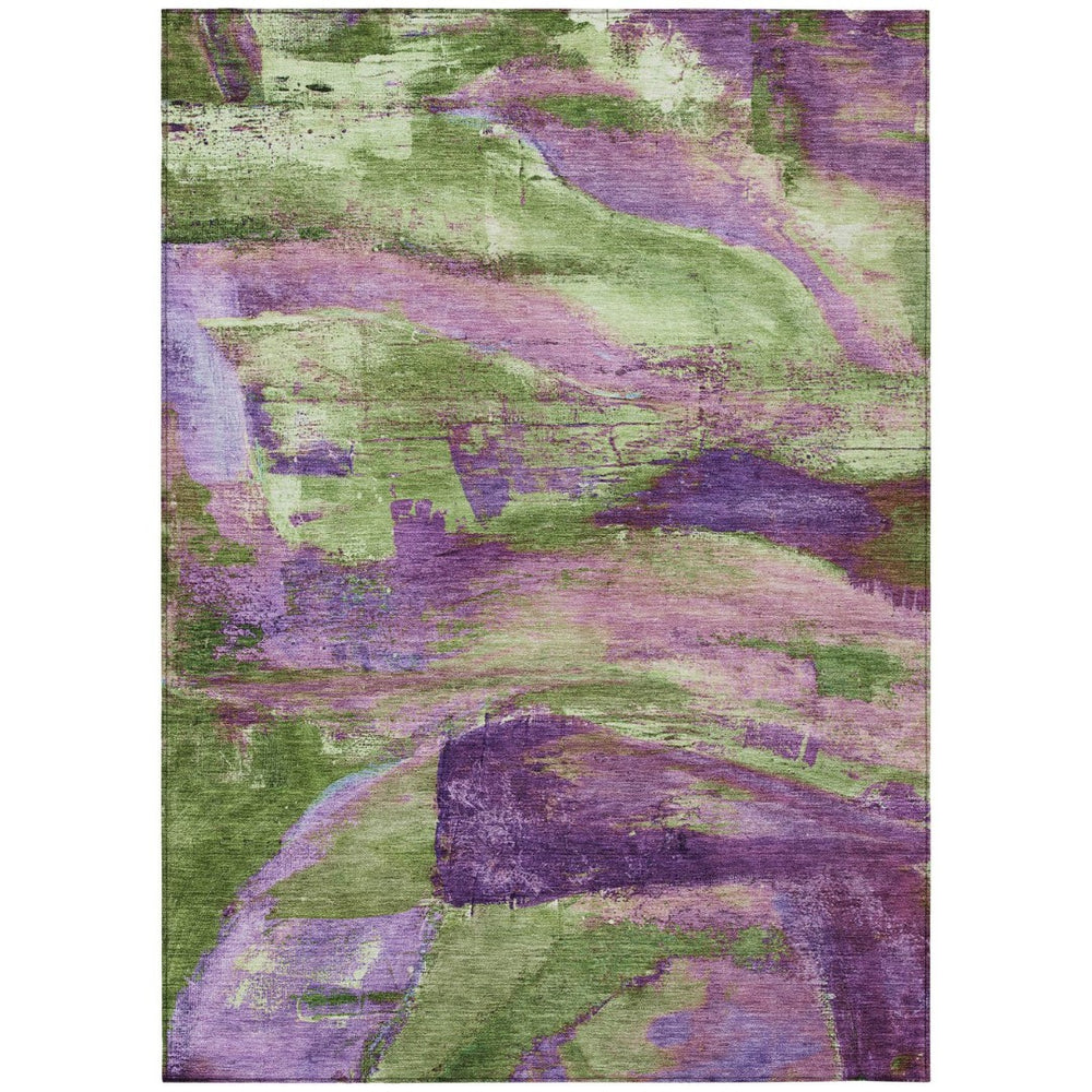 HomeRoots 8' X 10' Purple Plum and Green Abstract Rug – Durable, Washable, Stylish for Indoor & Outdoor Spaces 629976