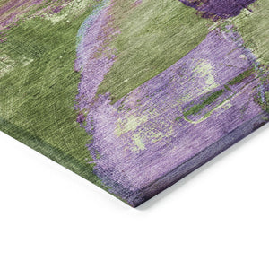 HomeRoots 10' Purple Plum & Green Abstract Washable Area Rug - Durable Indoor/Outdoor, Stylish & Easy Care! 629978