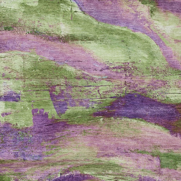 HomeRoots 10' Purple Plum & Green Abstract Washable Area Rug - Durable Indoor/Outdoor, Stylish & Easy Care! 629978