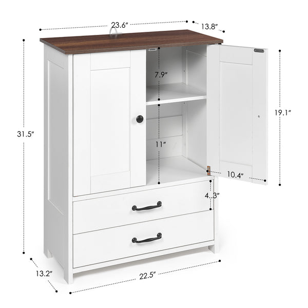 English Elm Dog feeding station with pull-out dual bowls, adjustable heights, storage locker & 3 side hooks, white W1687P270768