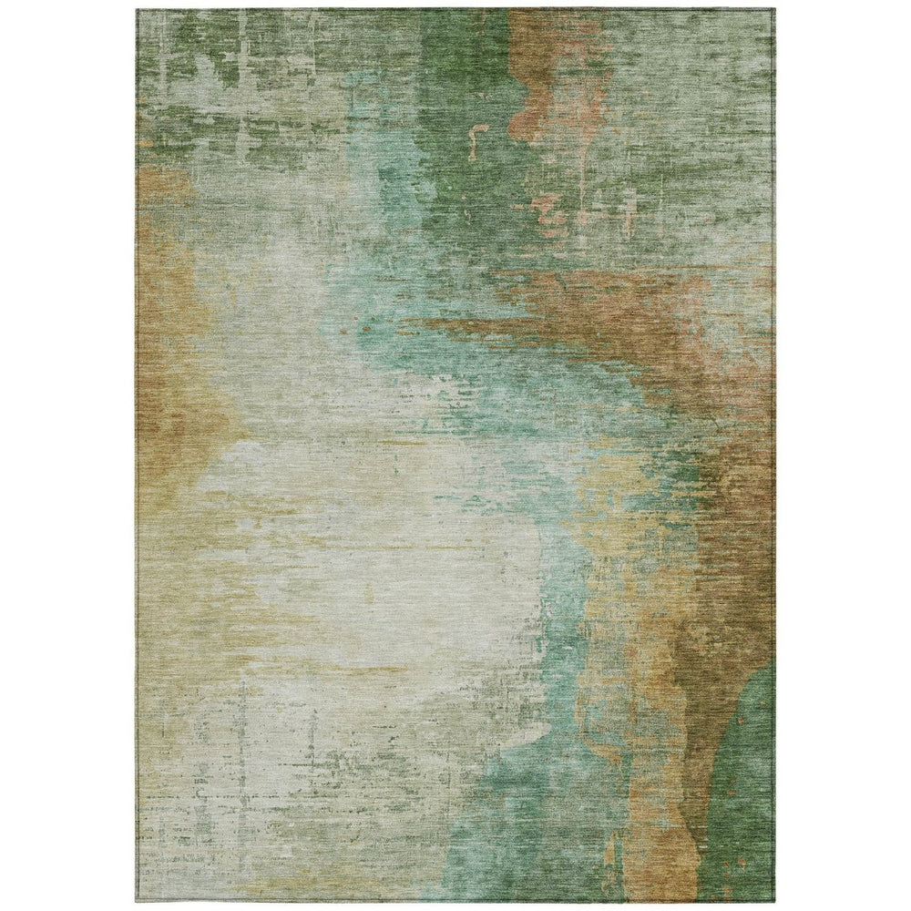 HomeRoots 8' X 10' Artichoke Green Area Rug – Modern Abstract Design, Washable, Indoor/Outdoor, Stain-Resistant 629988