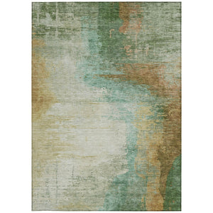 HomeRoots 9' X 12' Washable Area Rug in Artichoke Green, Brown & Beige - Stylish, Durable & Versatile Design 629989
