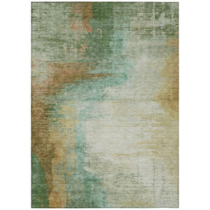 HomeRoots 9' X 12' Washable Area Rug in Artichoke Green, Brown & Beige - Stylish, Durable & Versatile Design 629989