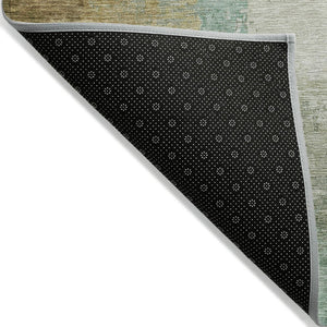 HomeRoots 9' X 12' Washable Area Rug in Artichoke Green, Brown & Beige - Stylish, Durable & Versatile Design 629989