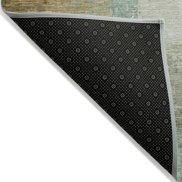 HomeRoots 9' X 12' Washable Area Rug in Artichoke Green, Brown & Beige - Stylish, Durable & Versatile Design 629989
