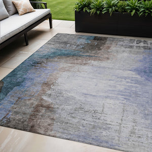 HomeRoots 5' X 8' Abstract Washable Area Rug in Brown, Lavender & Taupe - Stylish, Durable, Indoor/Outdoor Use! 629992