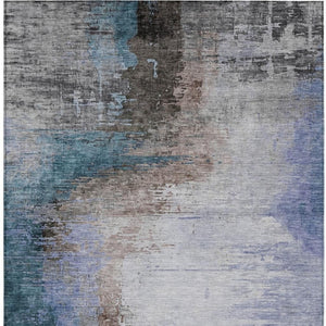 HomeRoots 5' X 8' Abstract Washable Area Rug in Brown, Lavender & Taupe - Stylish, Durable, Indoor/Outdoor Use! 629992