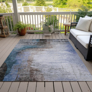 HomeRoots 5' X 8' Abstract Washable Area Rug in Brown, Lavender & Taupe - Stylish, Durable, Indoor/Outdoor Use! 629992