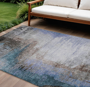 HomeRoots 9' X 12' Abstract Brown, Lavender & Taupe Washable Rug – Stylish Indoor/Outdoor Area Essential! 629995